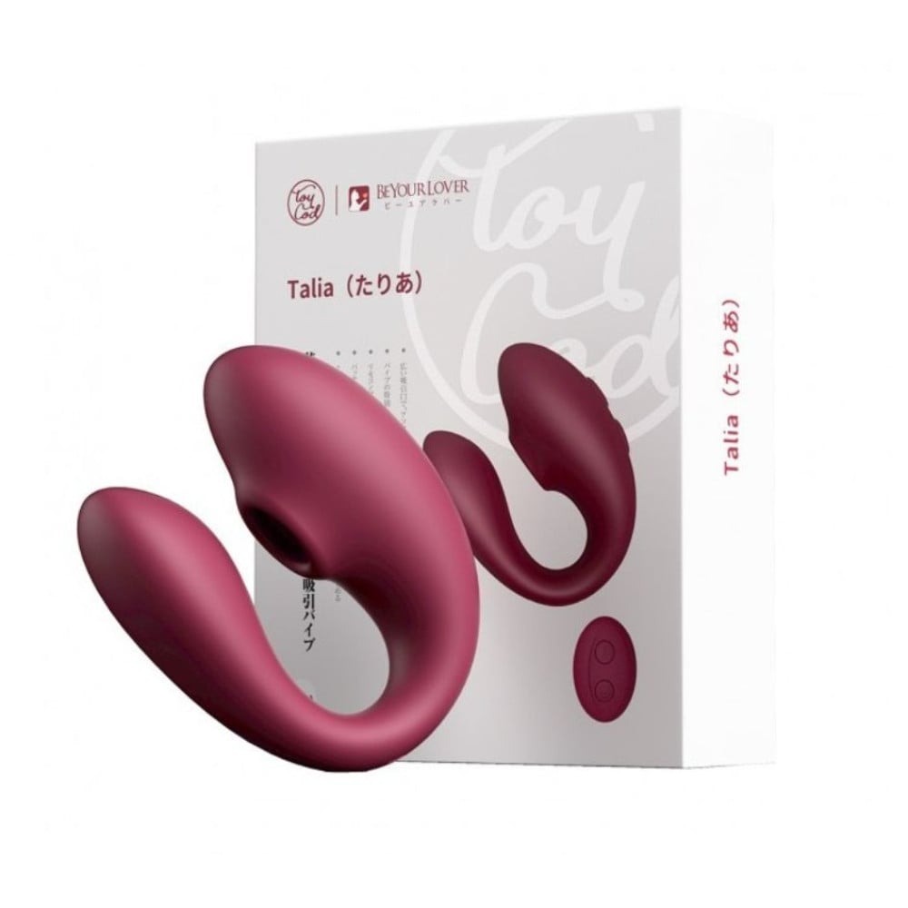 Игрушки для пар - Вибратор для пар вакуумный BeYourLover Talia с пультом управления, бордовый 5