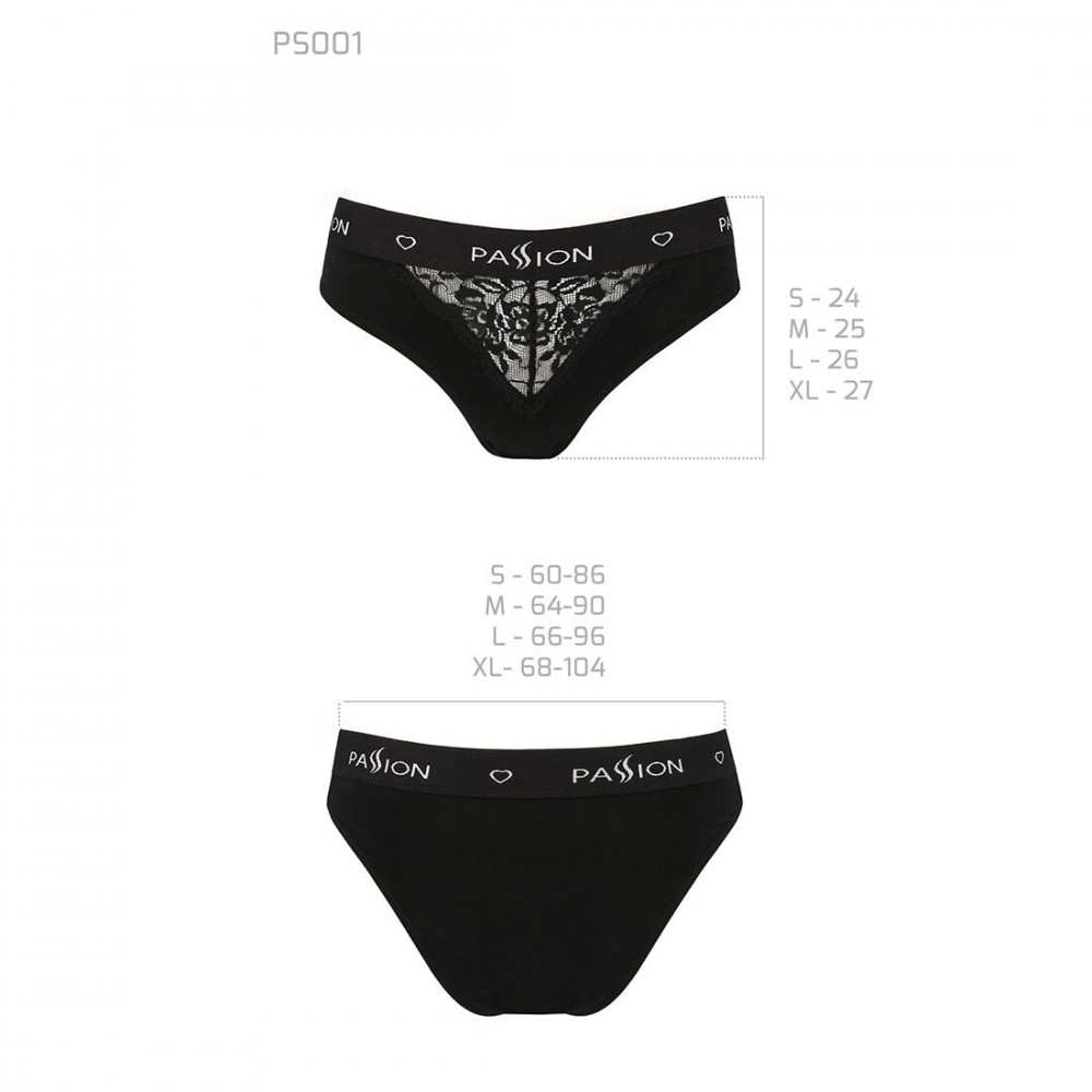 Эротические комплекты - Трусики с широкой резинкой и кружевом Passion PS001 PANTIES black, size M 2