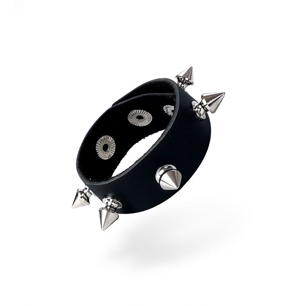 Эрекционное кольцо - Эрекционное кольцо с шипами из натуральной кожи Art of Sex - James, цвет Черный