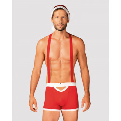 Мужской эротический костюм Санта-Клауса Obsessive Mr Claus S/M, боксеры на подтяжках, шапочка с помп