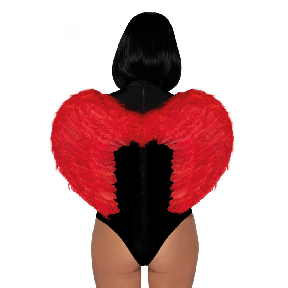 Эротические костюмы - Крылья дьяволицы Leg Avenue devil wings Red, настоящие перья 4