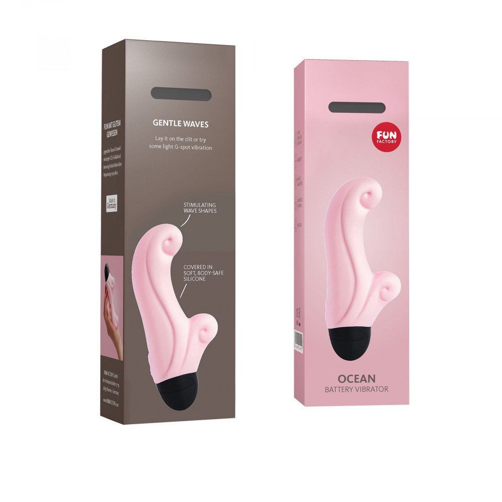 Вибратор-кролик - Вибратор-кролик Fun Factory OCEAN, нежно-розовый, для клитора и точки G, 6 режимов, на батарейках 5