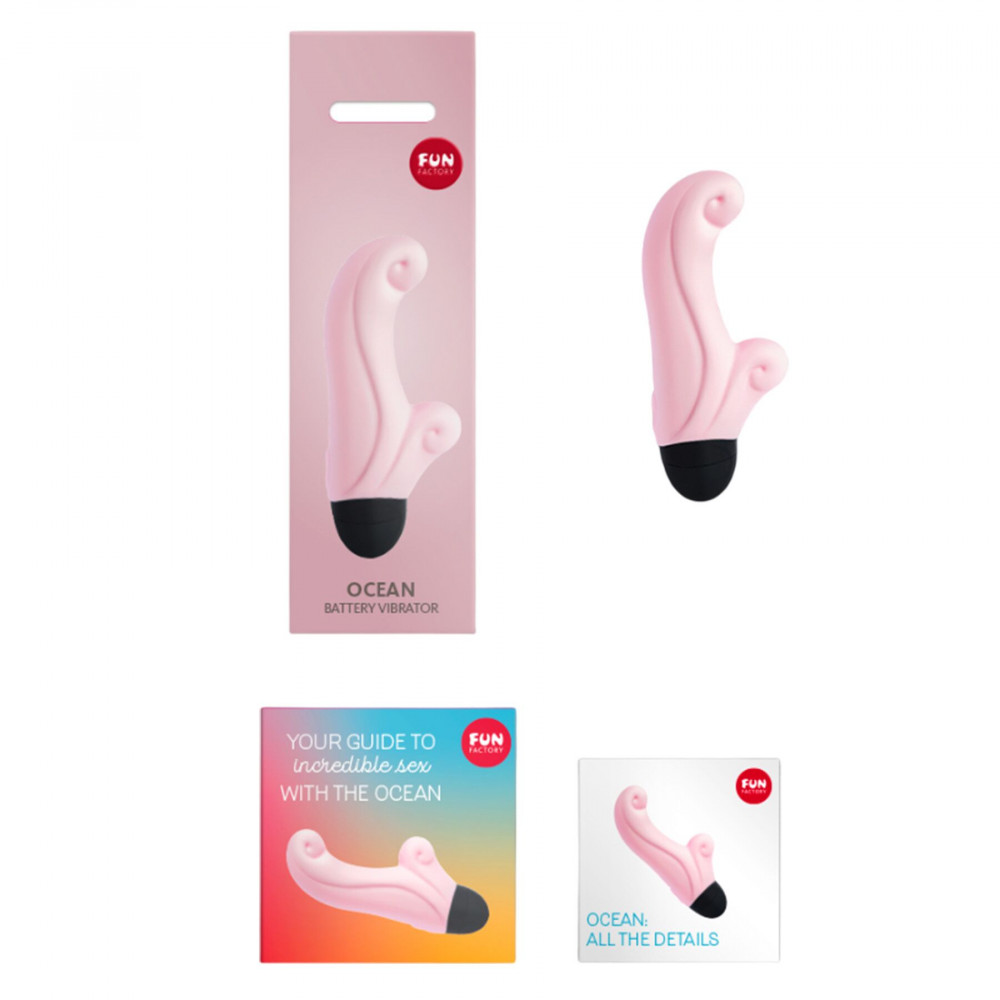Вибратор-кролик - Вибратор-кролик Fun Factory OCEAN, нежно-розовый, для клитора и точки G, 6 режимов, на батарейках 4