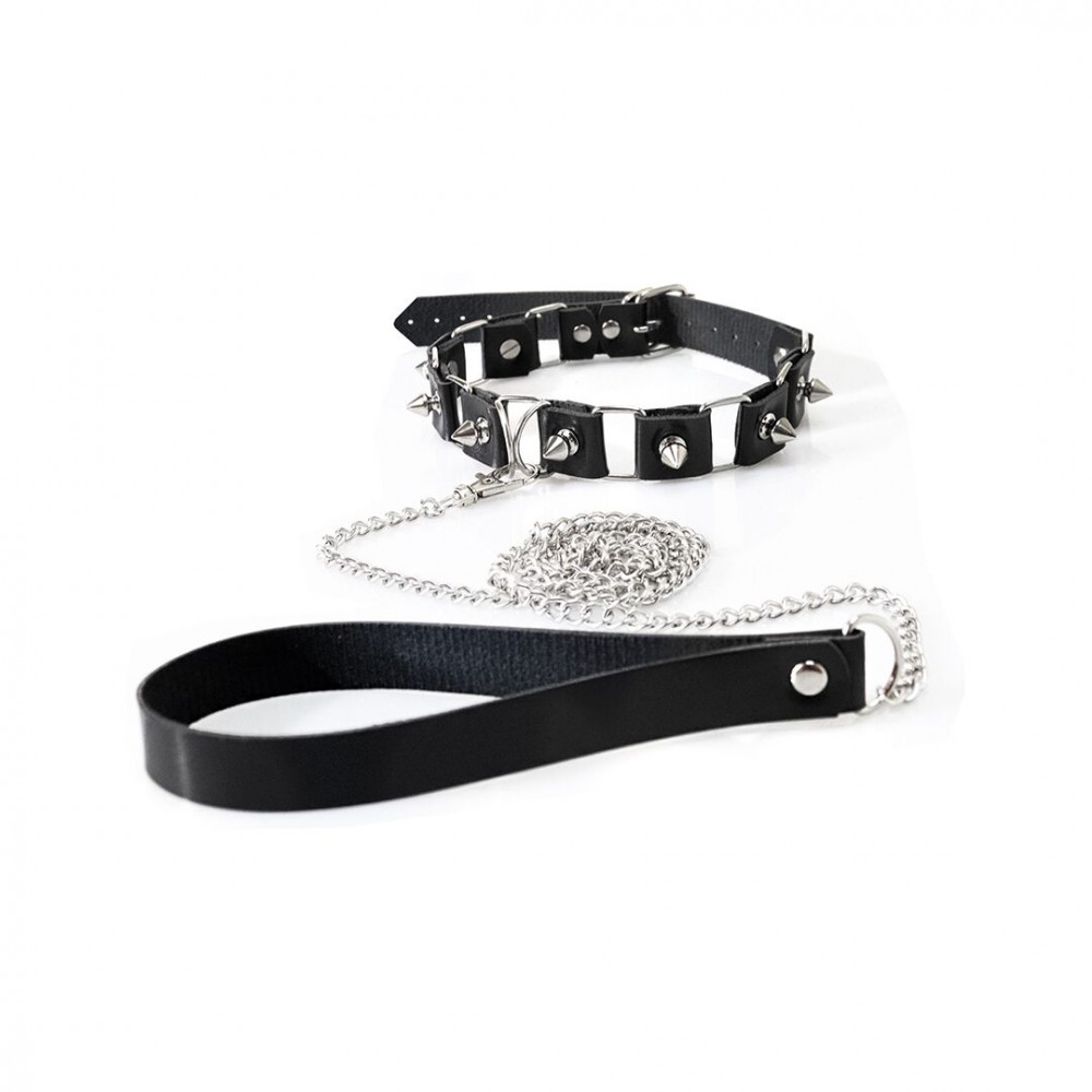 БДСМ игрушки - Бондажный набор: ошейник с поводком, наручники и поножи Art of Sex - Cassandra, цвет черный 1