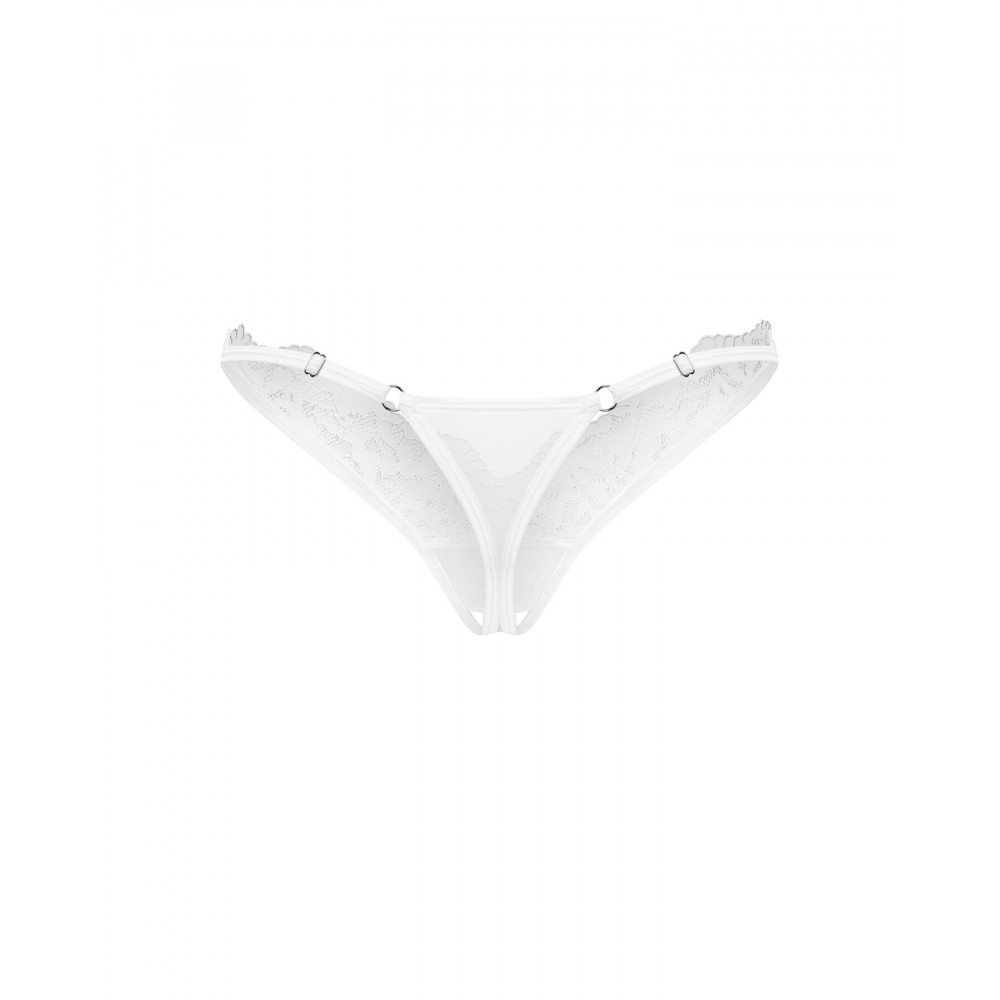 Женское эротическое белье - Трусики Obsessive Arrowel White crotchless thong L/XL 1