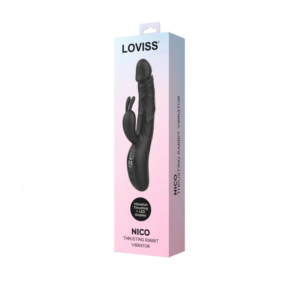 Вібратор-кролик - Вібратор-кролик з пульсацією Loviss Nico Thrusting Rabbit Vibrator, 9 режимів, подвійний відросток 6