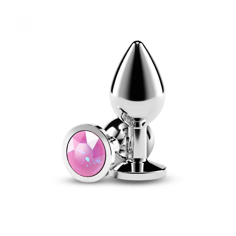 Анальные игрушки без вибрации - Анальная пробка NS Novelties Rear Assets - Silver - Medium - Pink Gem
