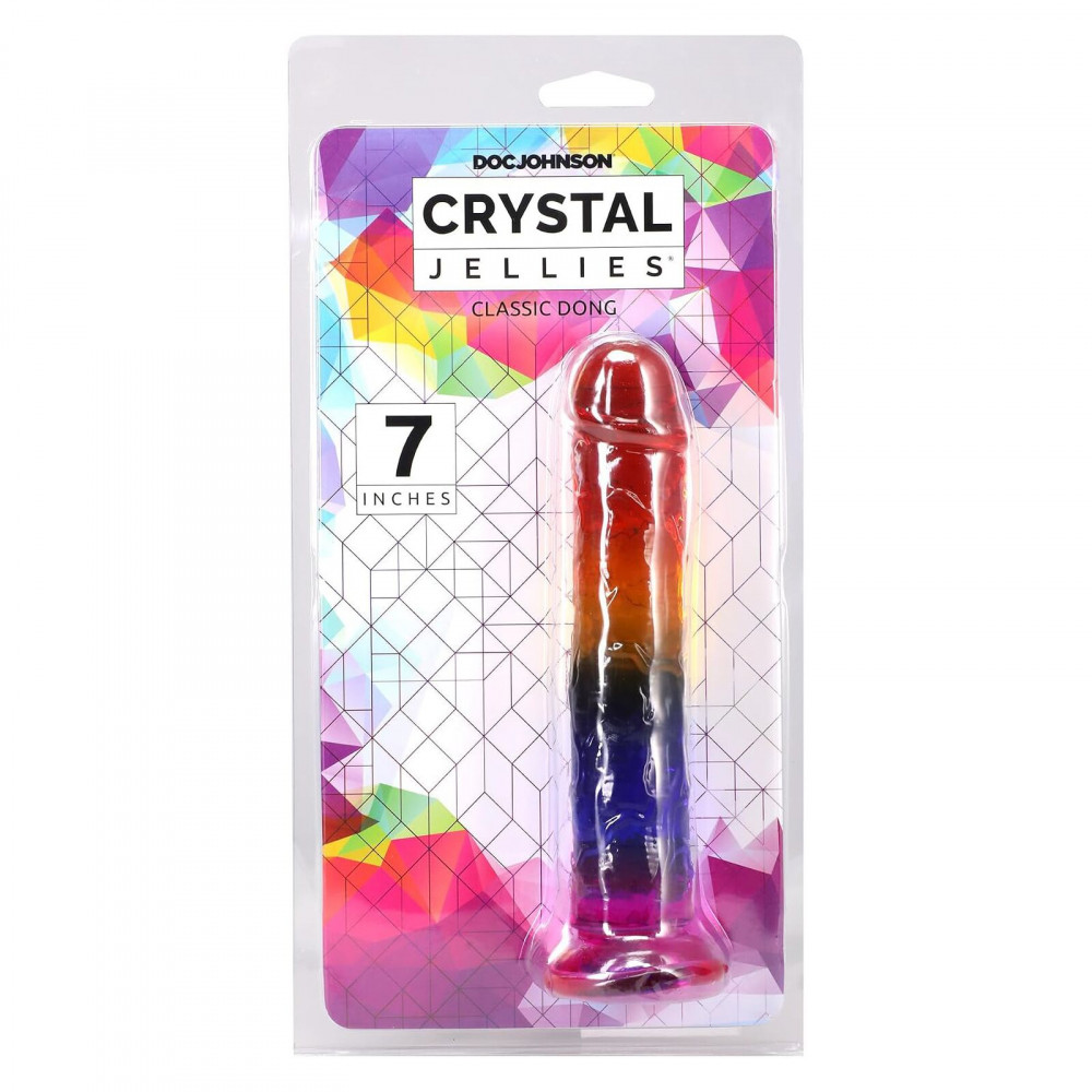 Фалоімітатор - Дилдо Doc Johnson Crystal Jellies - 7 Inch Сlassic Dong - Rainbow 4