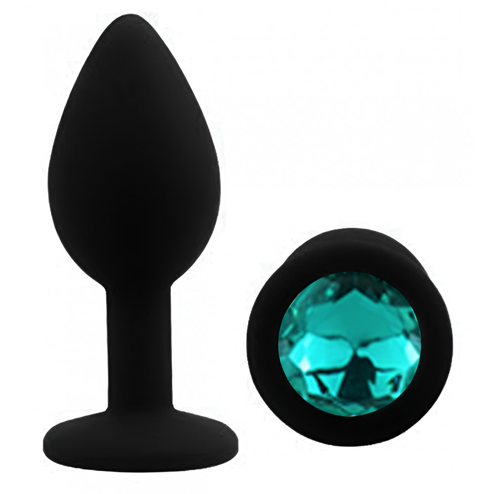 Анальные игрушки без вибрации - Силиконовая анальная пробка EGZO - Silicone Black Round Plug Marine, size S 3