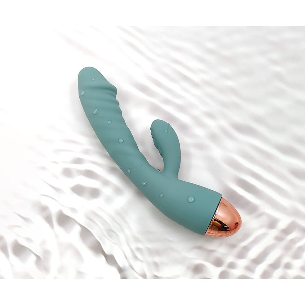 Різне - Вібратор рельєфний із кліторальним відростком Sweet Em Velvet Lure. бірюзовий, 20.5 х 4 см 1