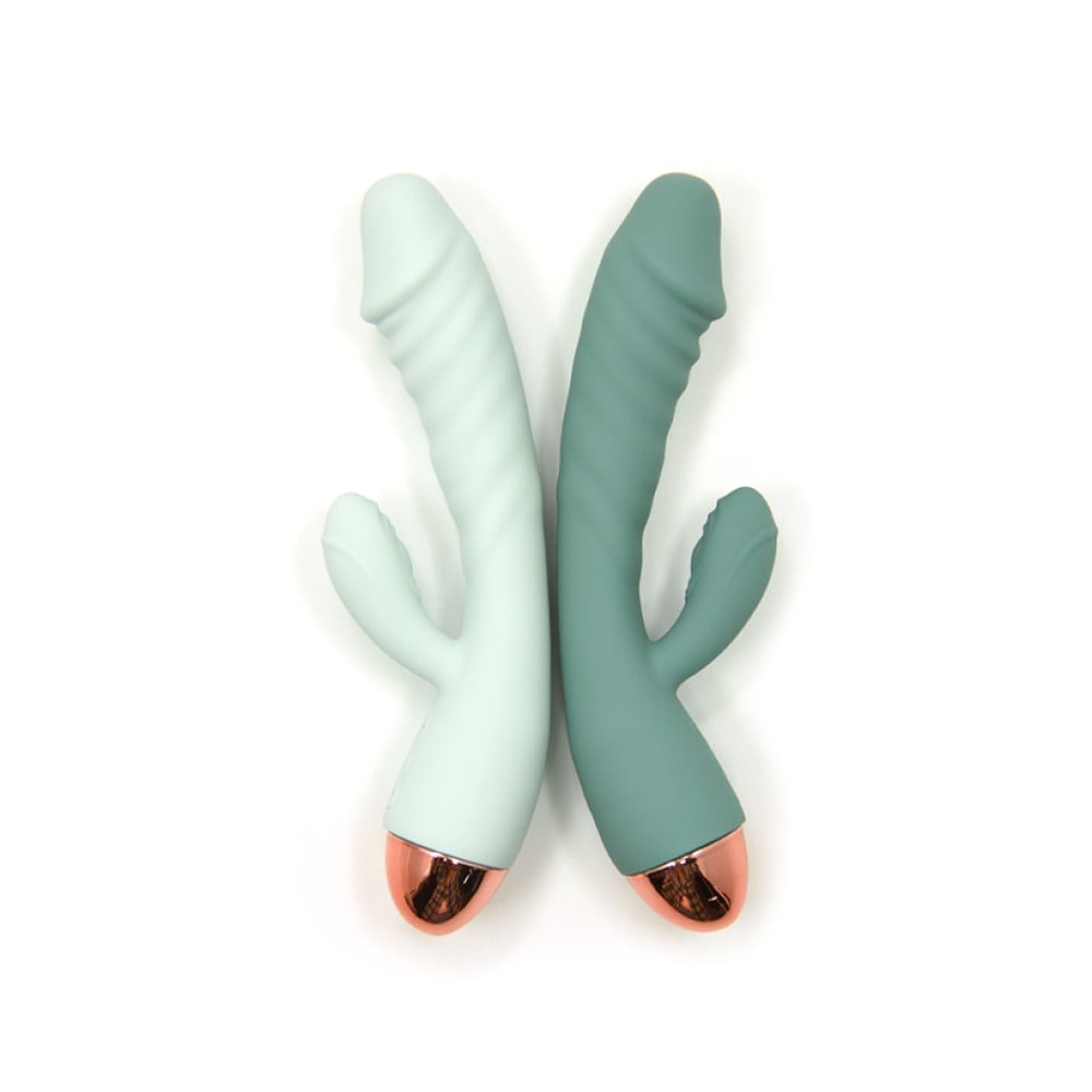 Різне - Вібратор рельєфний із кліторальним відростком Sweet Em Velvet Lure. бірюзовий, 20.5 х 4 см 2