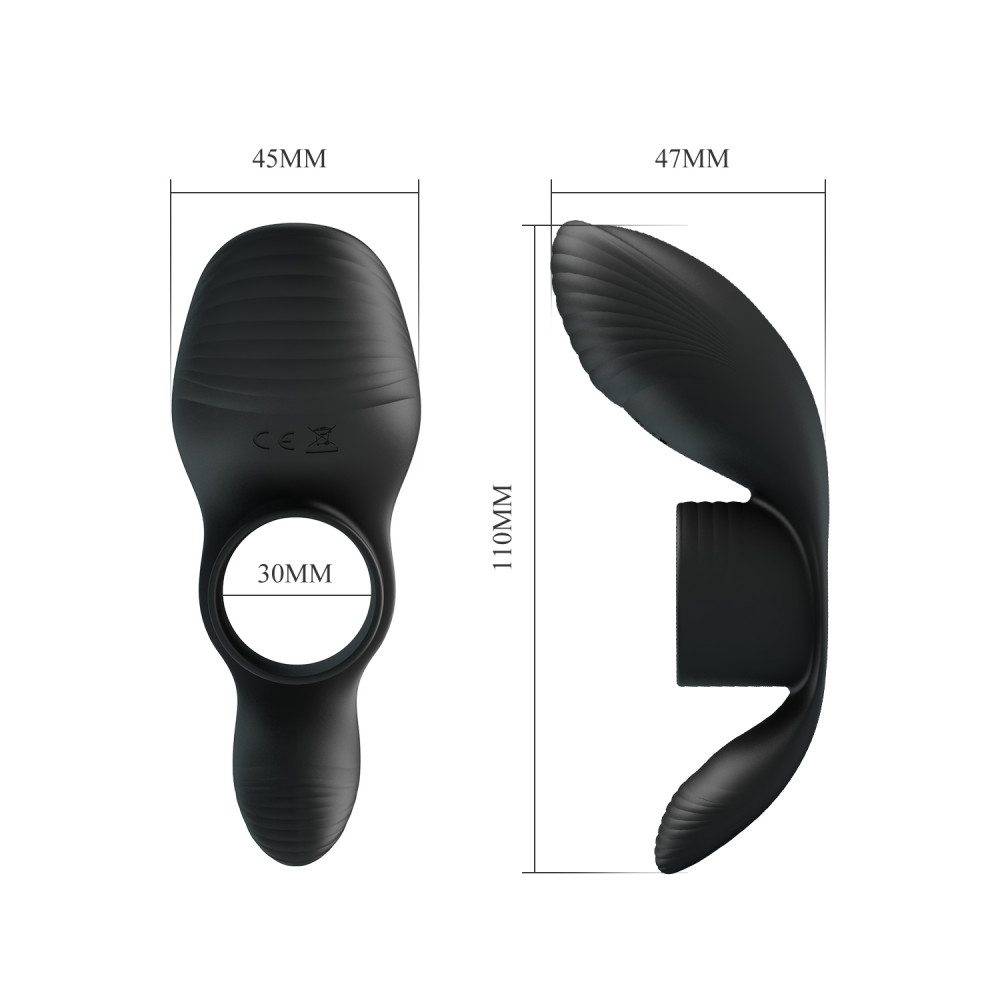  - Вібро-кільце Pretty Love - Vibration Penis Sleeve Black 7 vibration functions, BI-210198 8