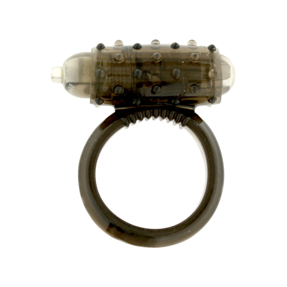 Эрекционные кольца с вибрацией - Ребристое эрекционное кольцо с вибрацией, черный