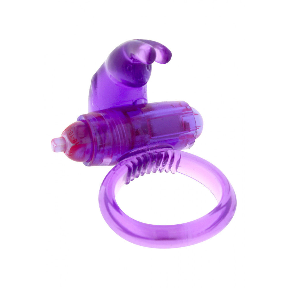 Эрекционные кольца с вибрацией - Виброкольцо с кролик с усиками, фиолетовый