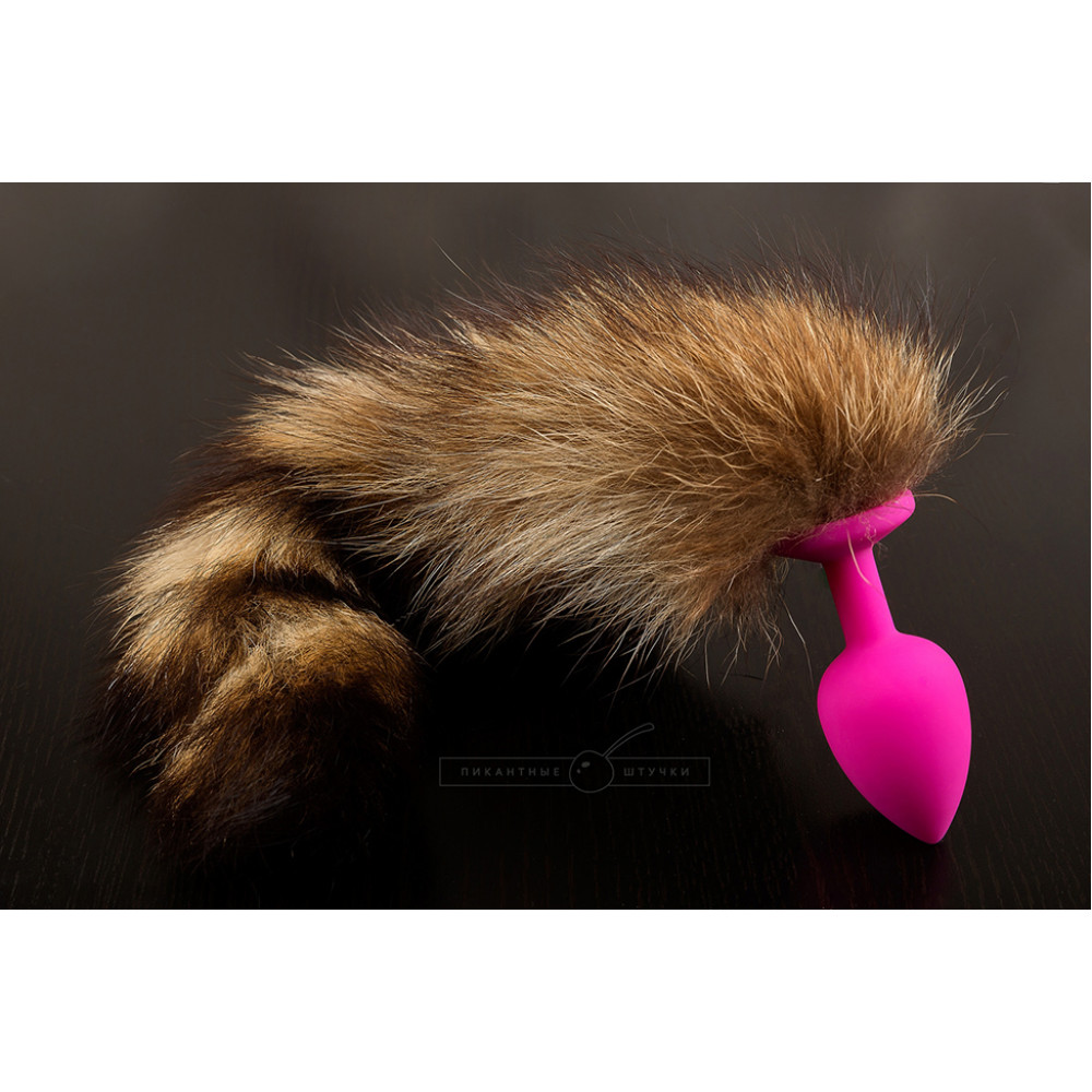 Анальный хвост - Силиконовая анальная пробка с хвостом енота, 6х2,7 см., розовый