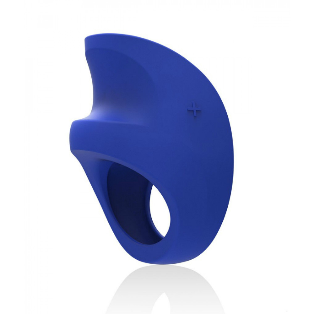 Эрекционные кольца с вибрацией - Виброкольцо перстень с стимуляцией клитора, синий