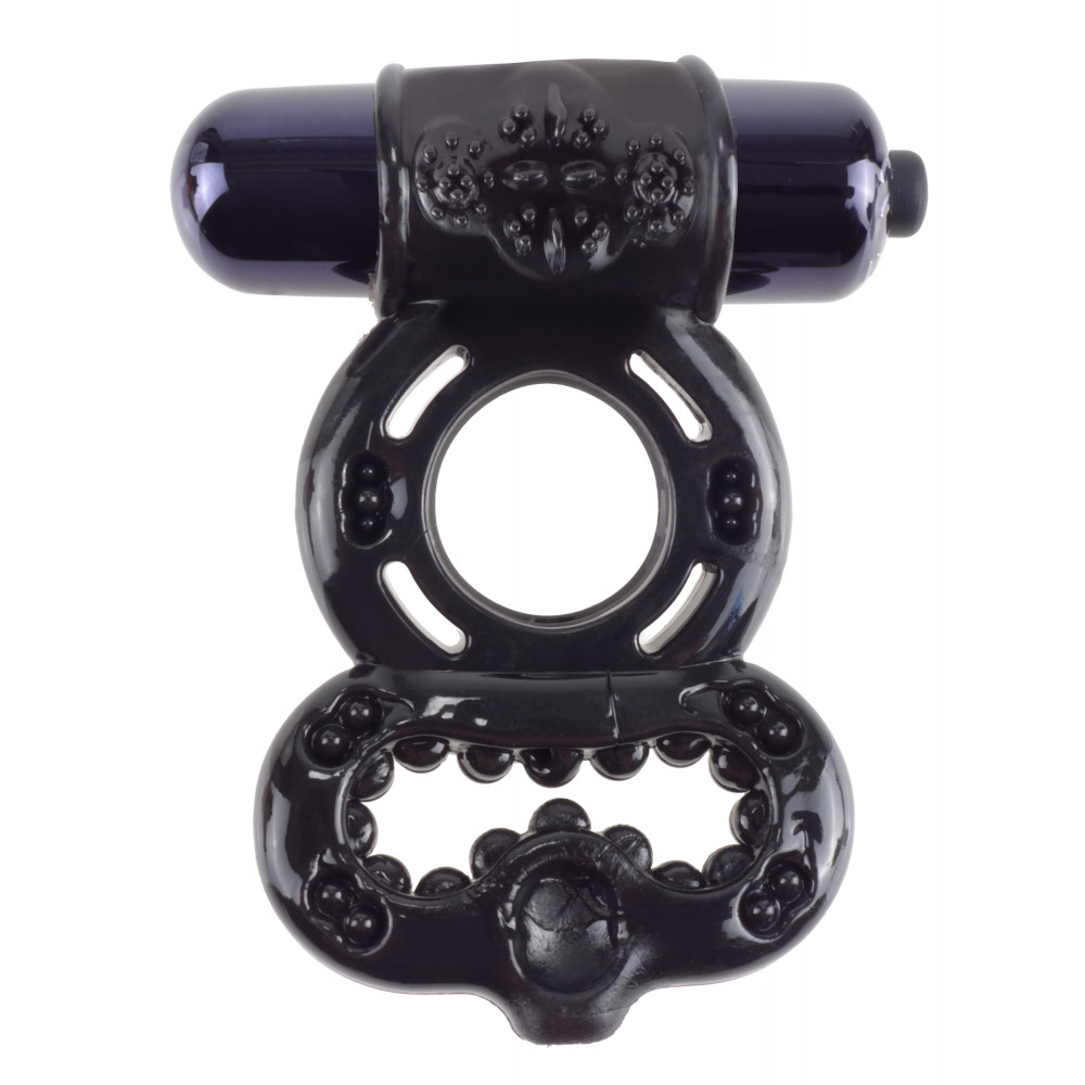 Эрекционные кольца с вибрацией - Эрекционное кольцо для члена и мошонки с вибрацией, пурпурный