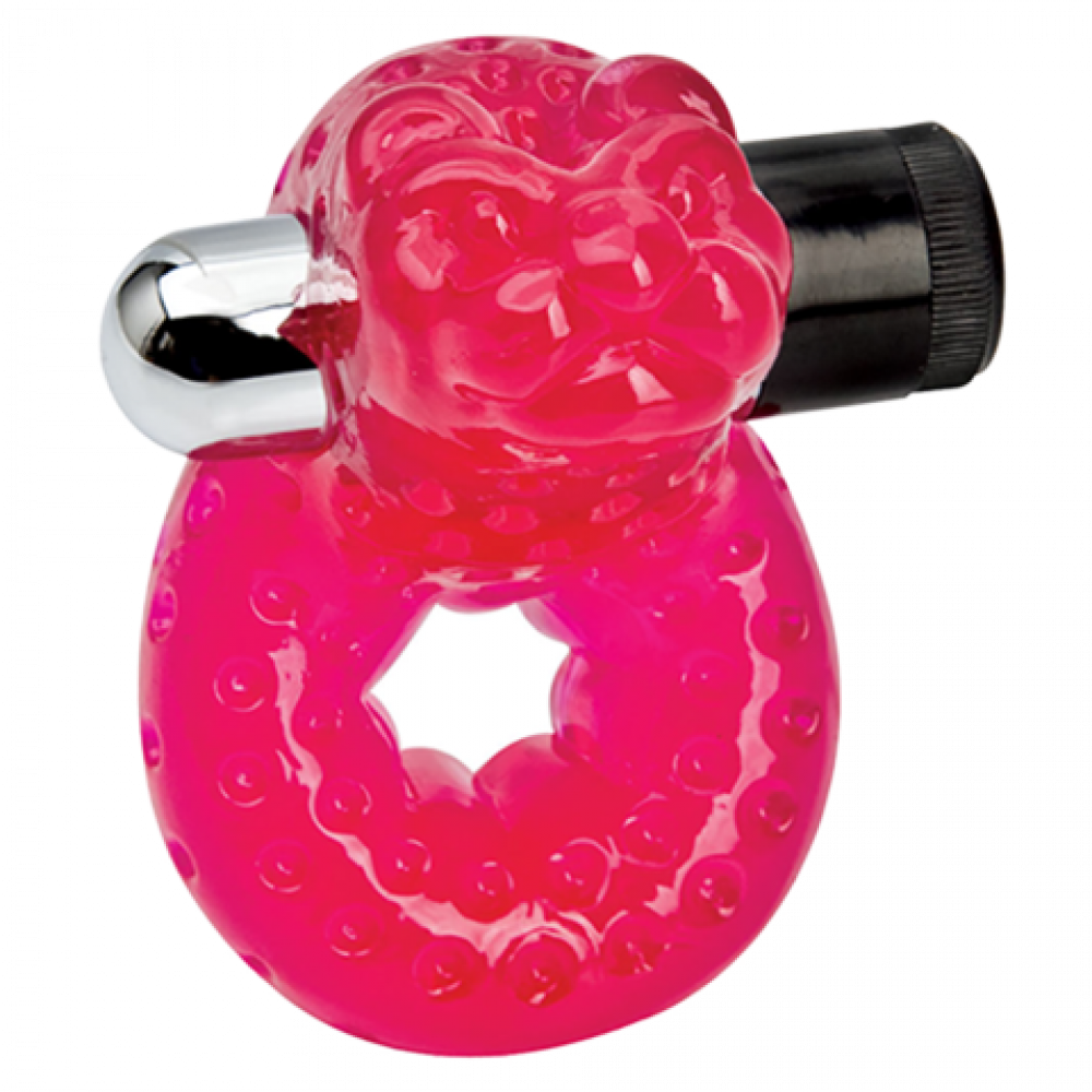 Эрекционные кольца с вибрацией - Эрекционное виброкольцо с стимуляцией клитора, розовый