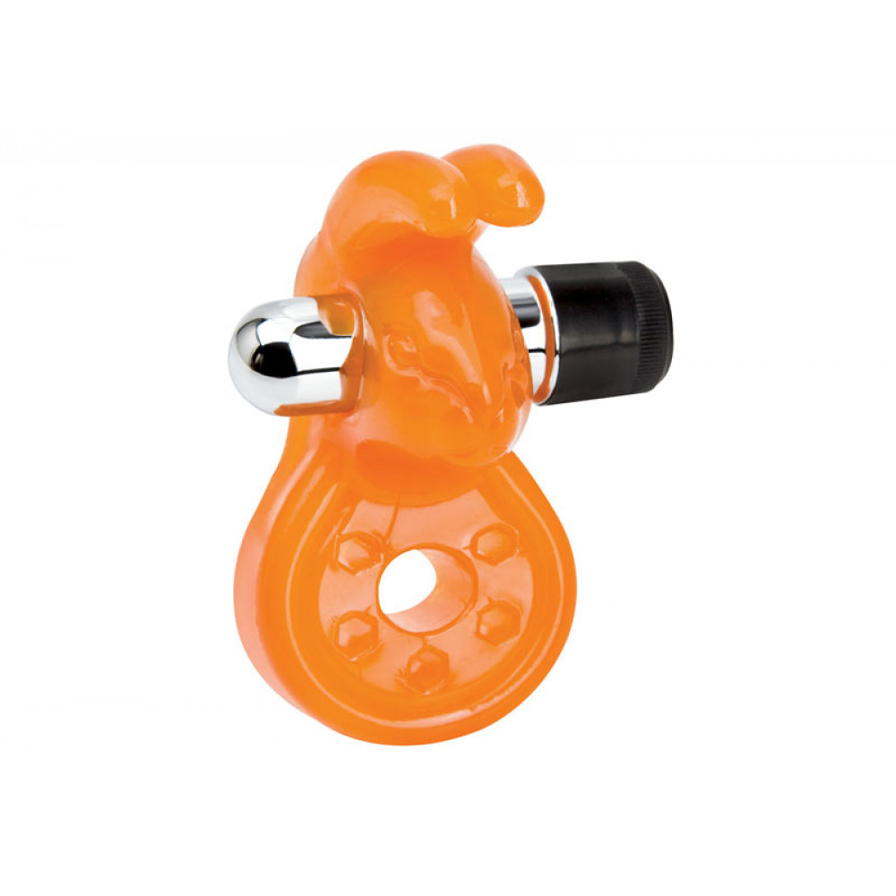 Эрекционные кольца с вибрацией - Эрекционное кольцо с вибрацией кроличьи ушки, ораньжевый