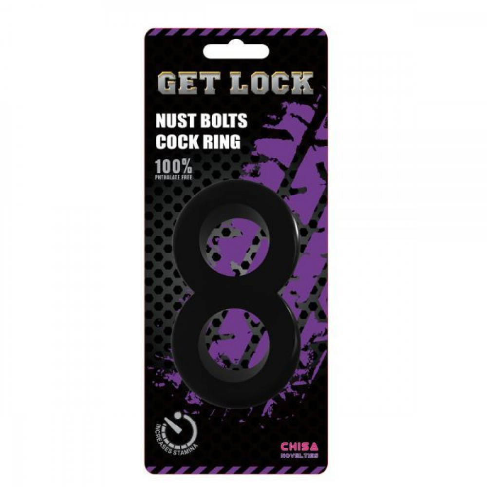Эрекционное кольцо - Кольцо эрекционное Duo Cock 8 Ball Ring, BLACK 1