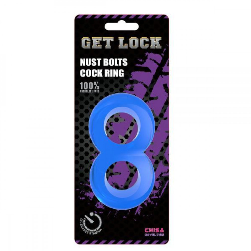 Эрекционное кольцо - Кольцо эрекционное Duo Cock 8 Ball Ring, BLUE