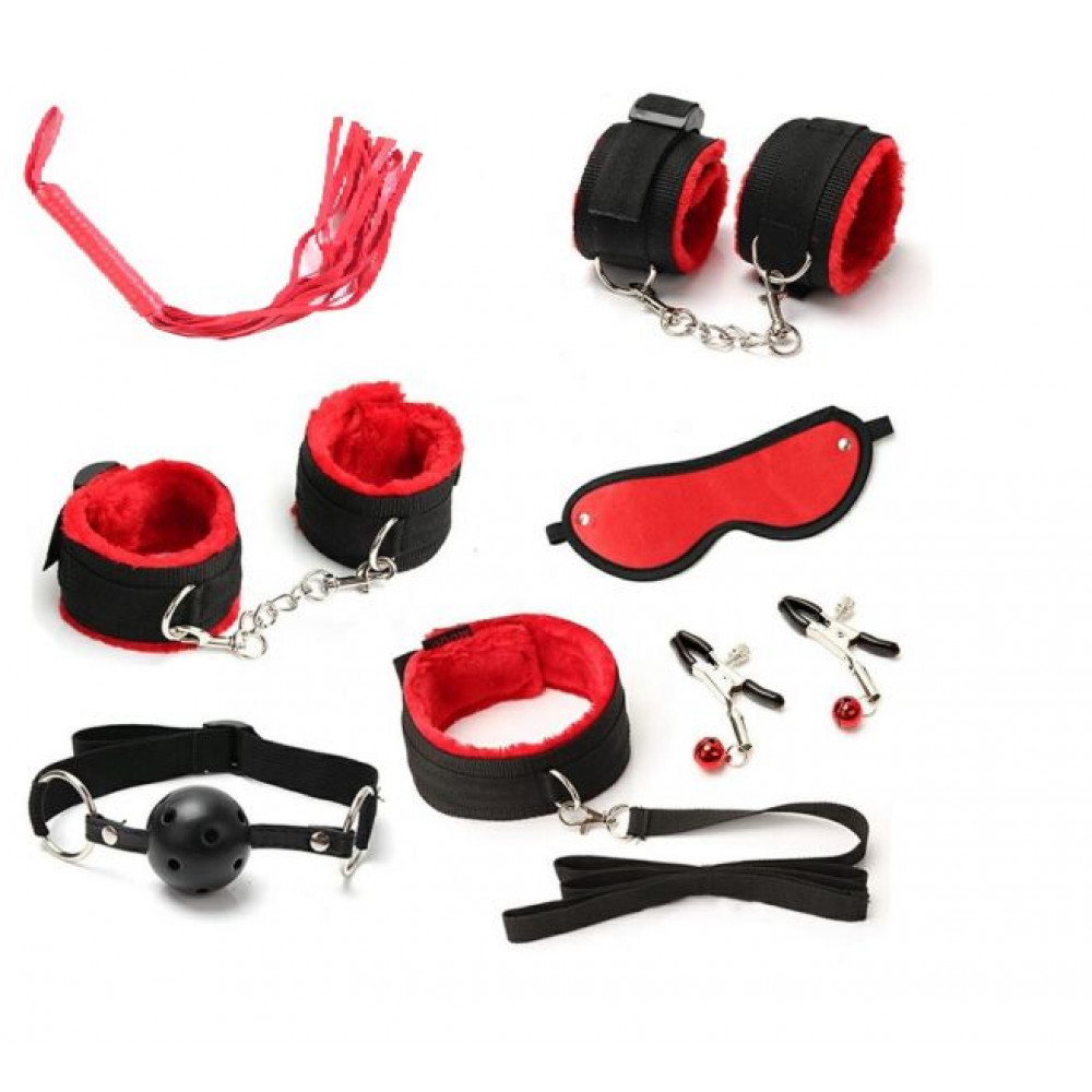 Наборы для БДСМ - Набор для БДСМ игр Bondage Gear Set, Black&Red