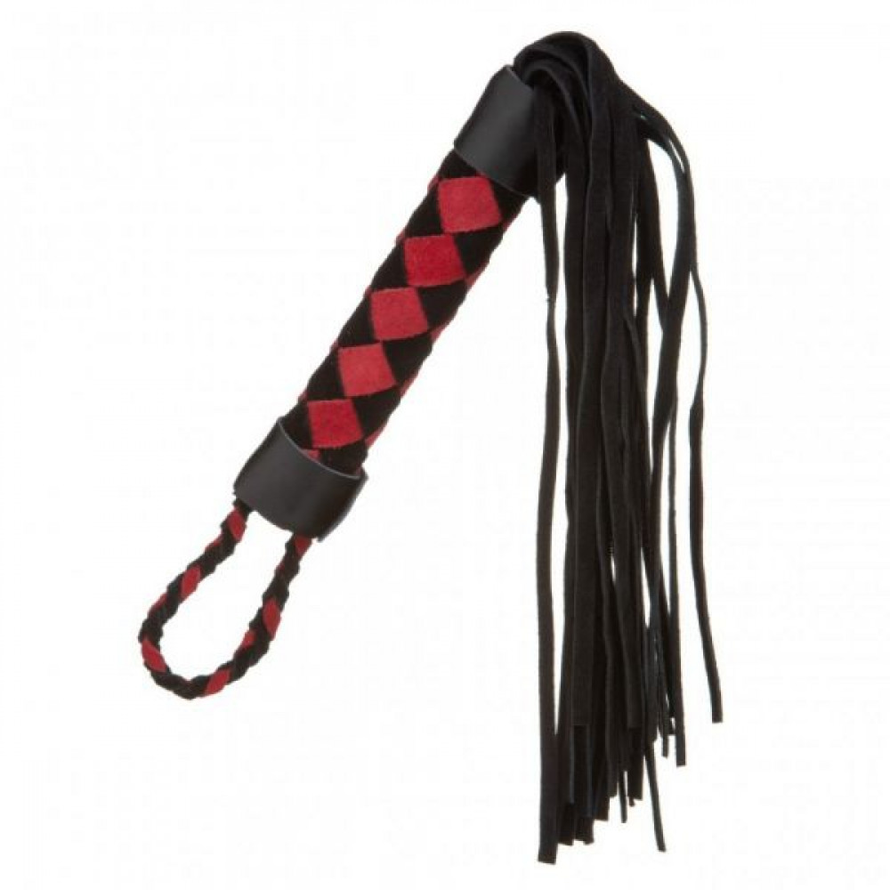 БДСМ плети, шлепалки, метелочки -  Плетка из экокожи и замши ромб FLOGGER BLACK/RED