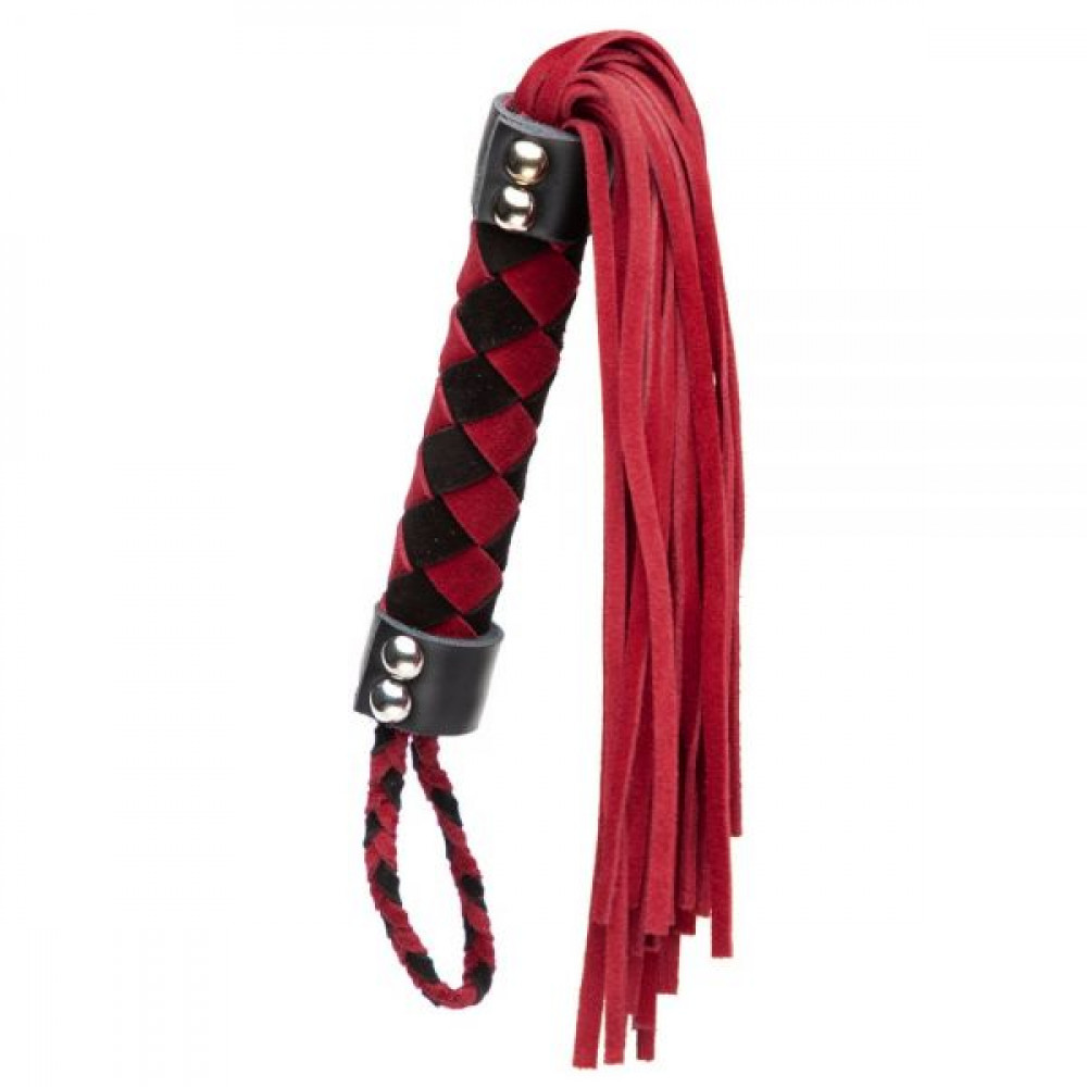 БДСМ плети, шлепалки, метелочки -  Плетка из замши ромб FLOGGER BLACK/RED 1