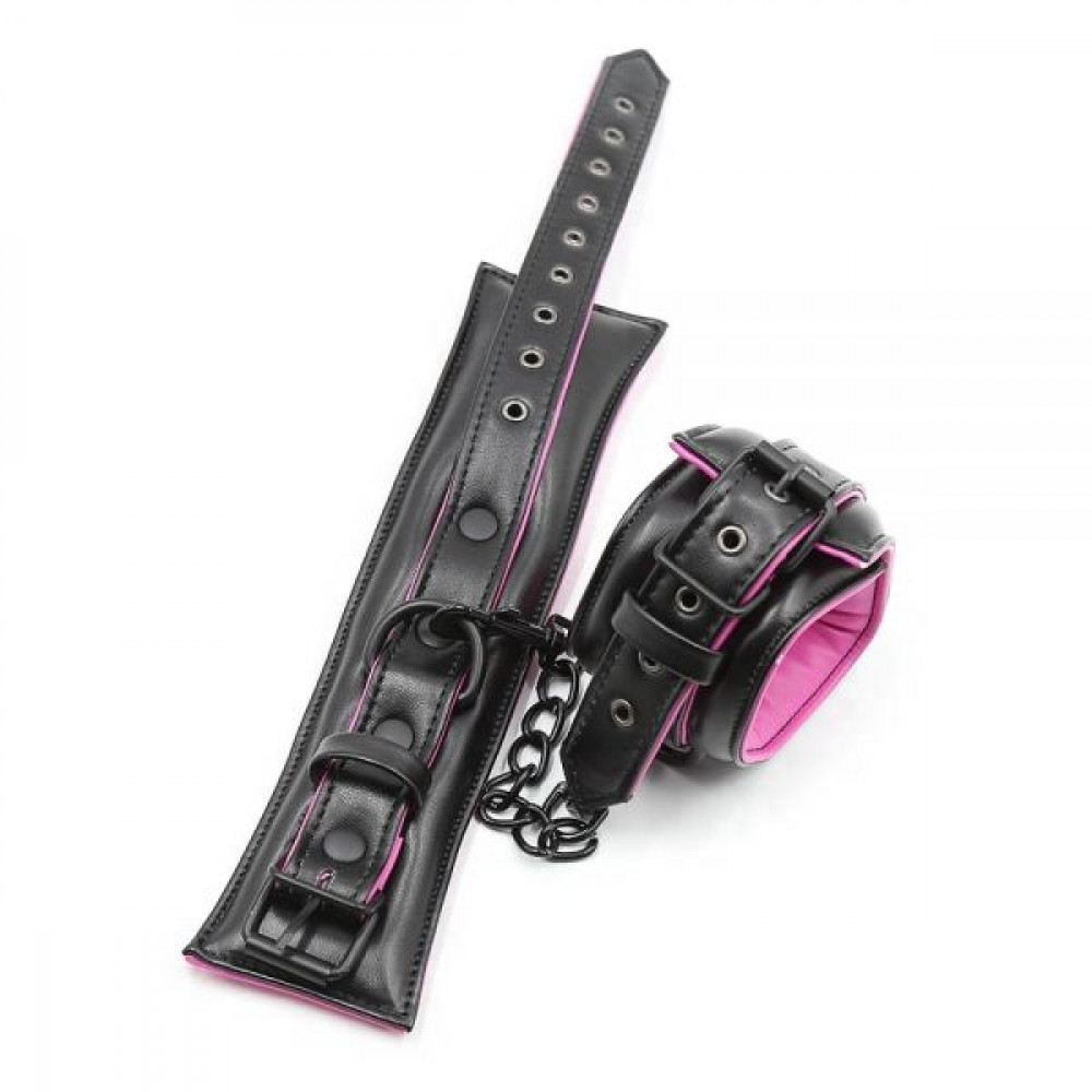 БДСМ наручники - Оковы мягкие Luxury Fetish WRIST CUFF Black&Pink 3