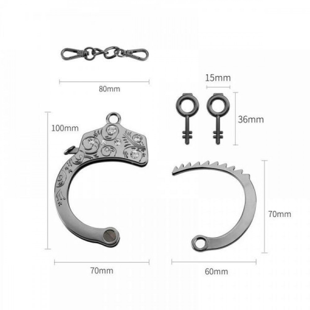 БДСМ наручники - Наручники Разборные Premium Metal Romfun, Diamond 3