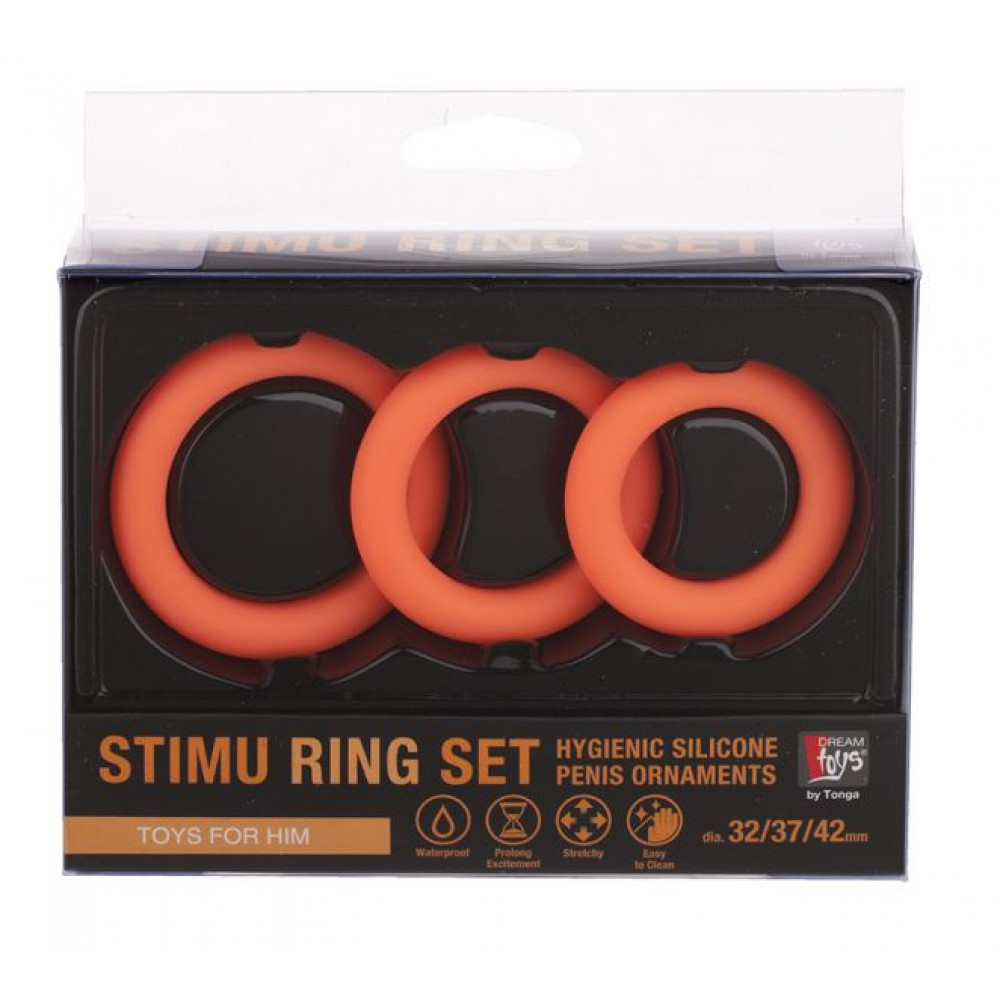 Эрекционное кольцо - Набор эрекционных колец NEON STIMU RING SET ORANGE 1