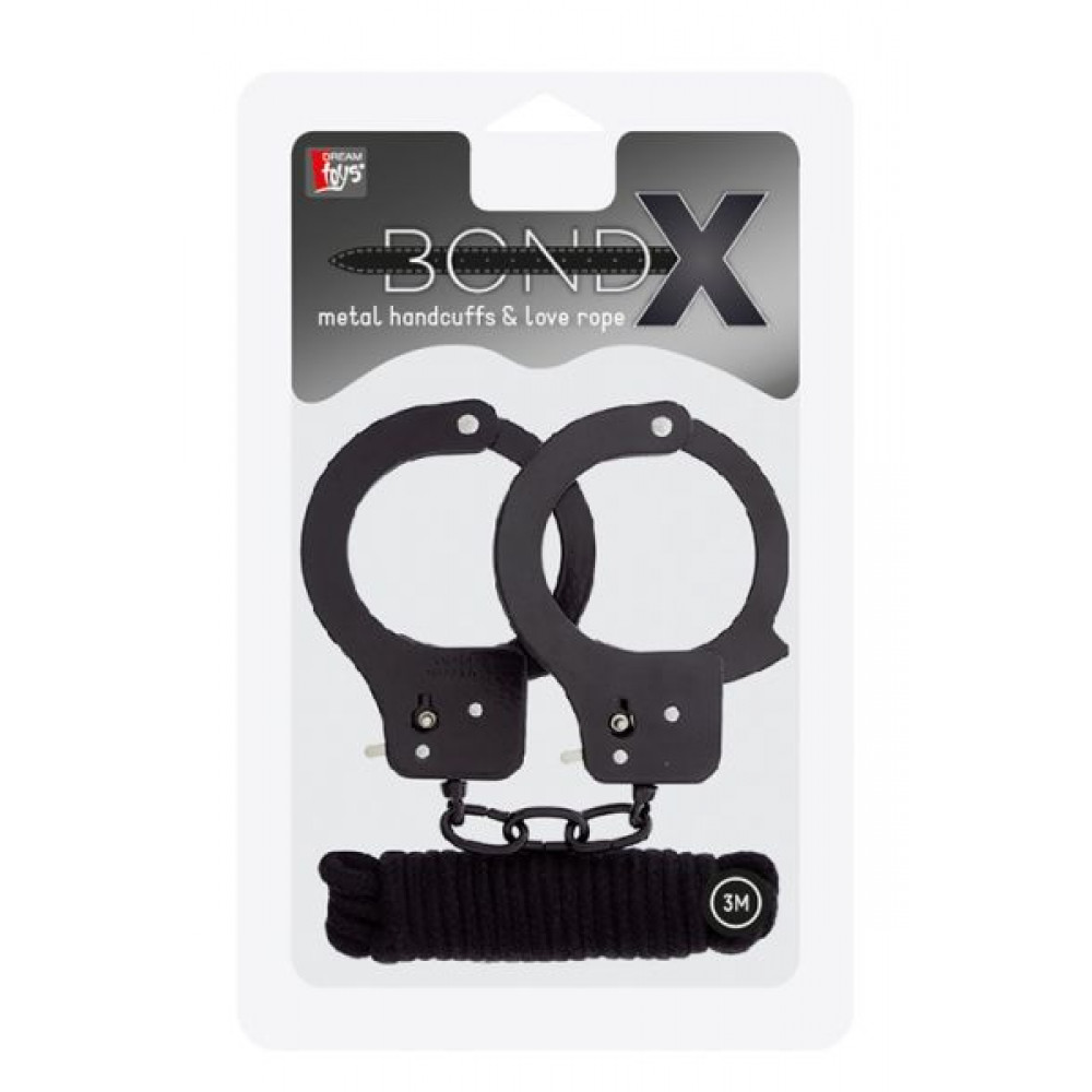 БДСМ наручники - Набор BONDX METAL CUFFS & LOVE ROPE SET, BLACK 1