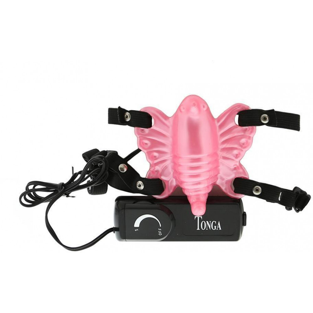 Вибромассажеры - Вибромассажер бабочка розового цвета с поясом The Butterfly Massager