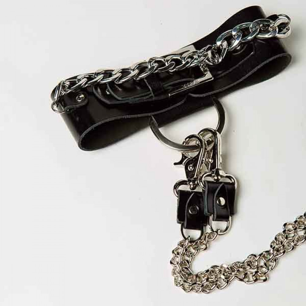 БДСМ наручники - Набор ошейник+наручники Silver With Chain 2